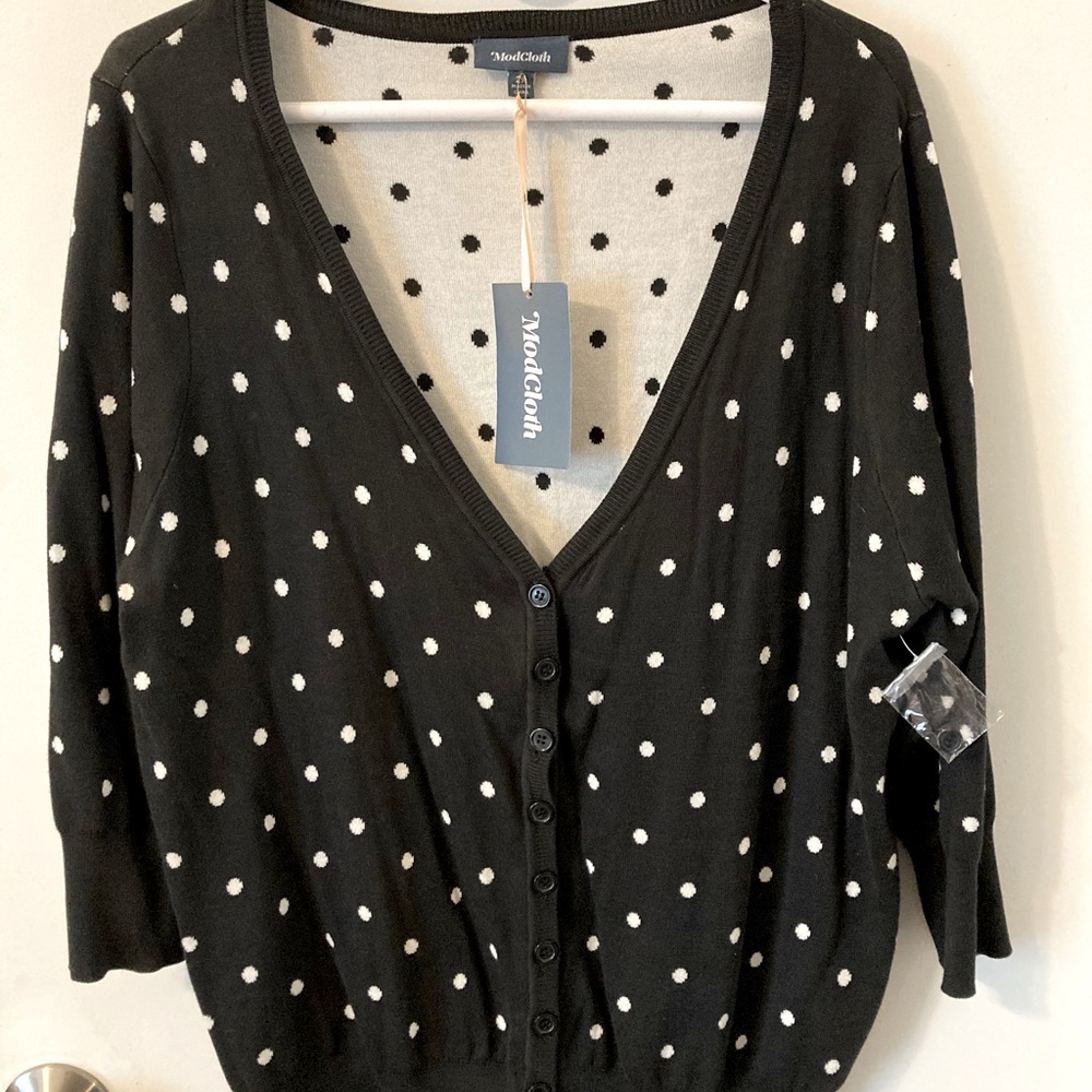 NWT ModCloth 3/4-sleeve Polkadot Cardigan